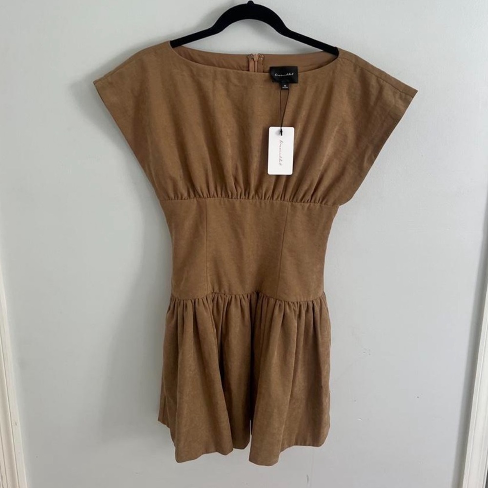 Line & Dot Cooper Mini Dress in Tan